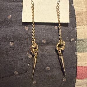 Gold Chain Love Knot Drop Earrings